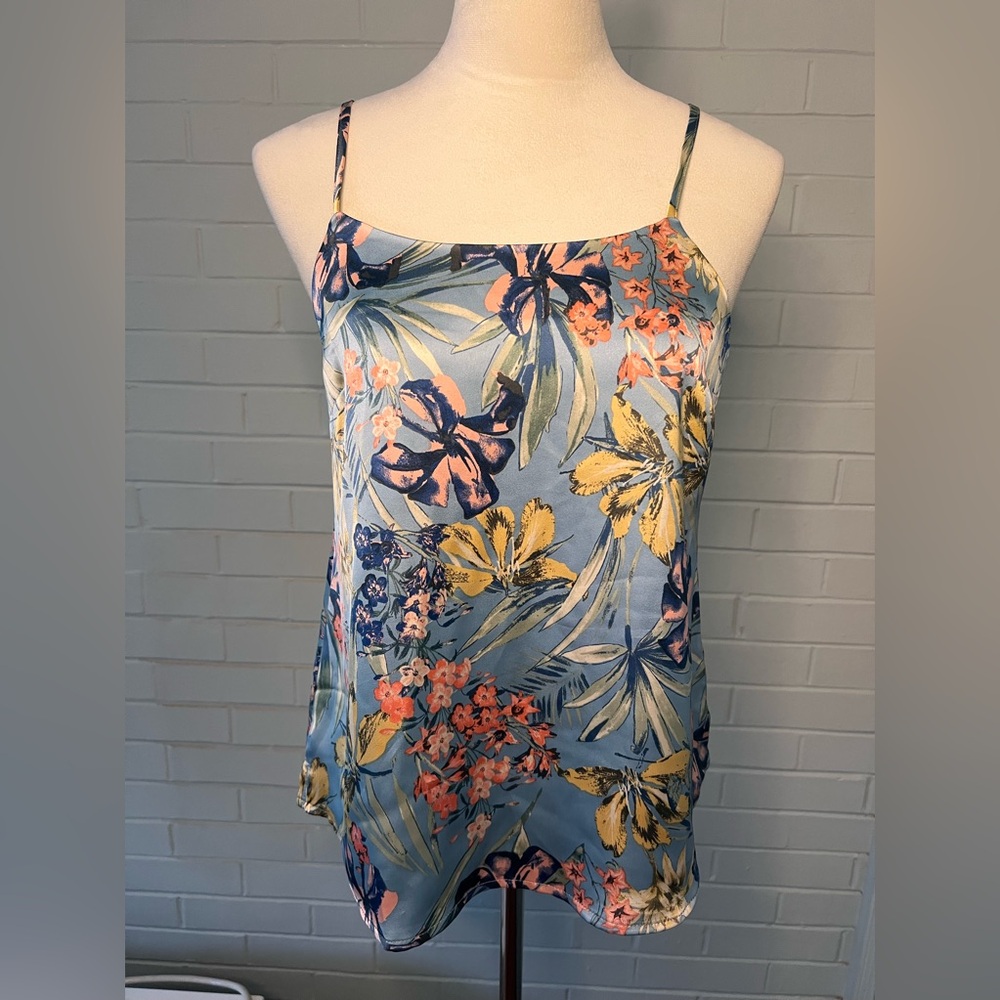 Mystree Floral Sateen Cami with Adjustable Straps Small NWT